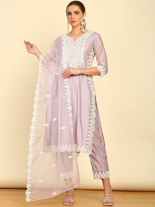 Soch Ethnic Motifs Yoke Design Thread Work Kurta with Trousers & Dupatta - Distacart