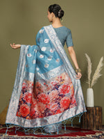Thumbnail for Astita Linen Cotton Sky Blue Saree