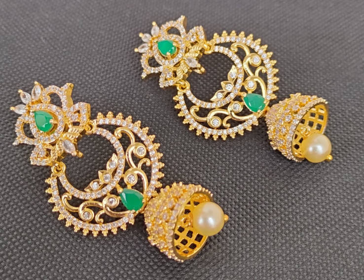AD Emeralds Designer Jhumkas