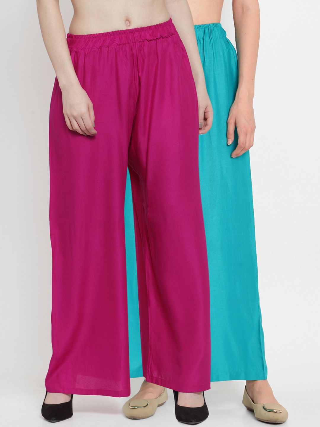 TAG 7 Women Pack of 2 Solid Flared Palazzos - Distacart