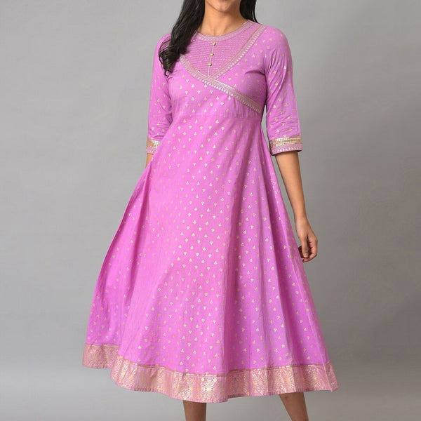 AURELIA Ethnic Motifs Printed Fit & Flare Cotton Midi Dress - Distacart