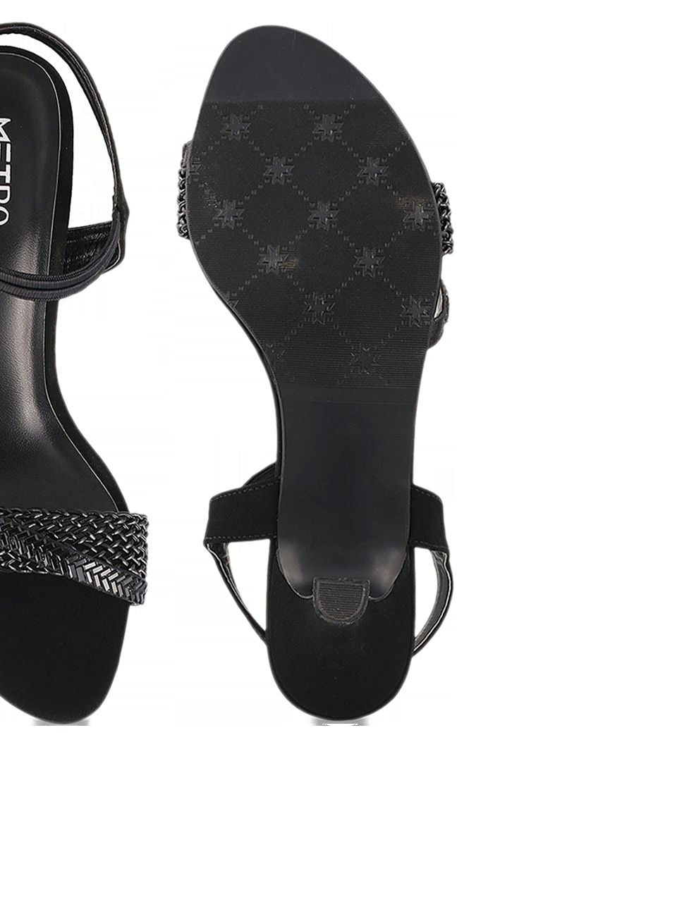 Metro Women Black Woven Design Sandals