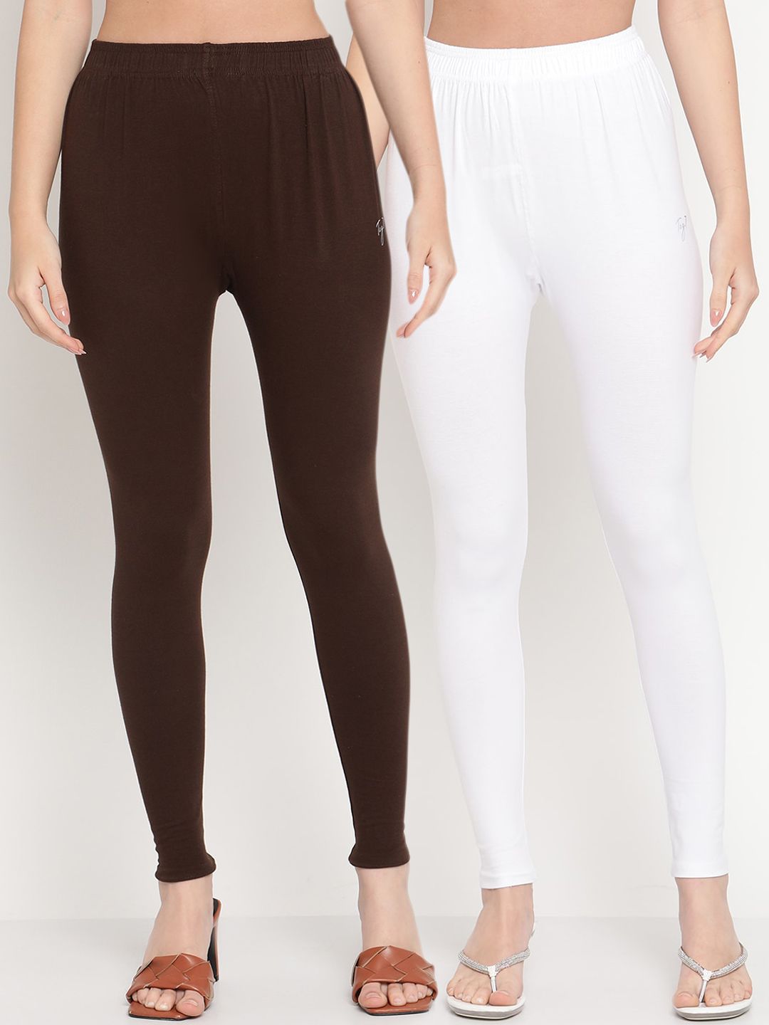 TAG 7 Women Pack Of 2 Solid Comfort-Fit Ankle-Length Leggings - Distacart