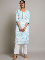 Thumbnail for Ode by House of Pataudi Floral Printed Sequinned Linen Kurta with Trousers & Dupatta - Distacart