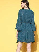Thumbnail for InWeave Teal Lurex Dress With Lace