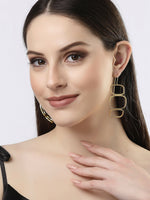 Thumbnail for NVR Women Gold-Plated Contemporary Fish Hook Drop Earrings - Distacart