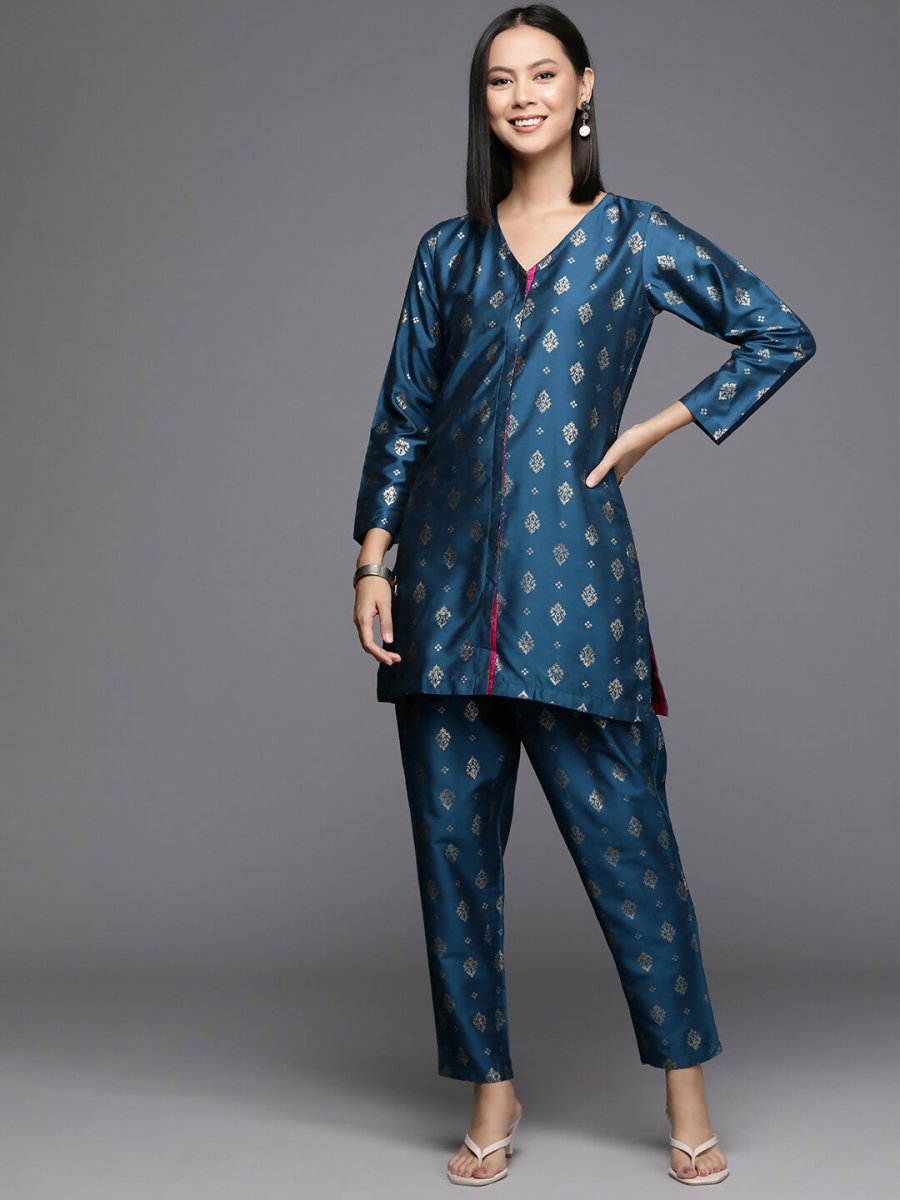 Ahalyaa Women's Traditional Wear Co-ods - Teal Blue - Distacart