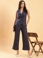 Thumbnail for BohoJazz In Power Carbon Blue Tailored Waistcoat with Trousers Co-ord Set