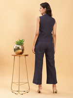 Thumbnail for BohoJazz In Power Carbon Blue Tailored Waistcoat with Trousers Co-ord Set