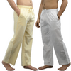 Fabmade White & Beige Combo Linen Pajama - Distacart
