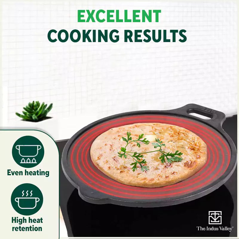 The Indus Valley Super Smooth Cast Iron Tawa,Pre-seasoned, Nonstick, 100% Pure, Toxin-free, Induction, 28/30.5cm, 2.8/2.9kg