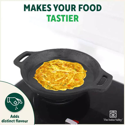 The Indus Valley CASTrong Cast Iron Fish Fry Pan, Pre-seasoned, Nonstick, 100% Pure, Toxin-free, Induction, 22.4/25cm, 1.5kg/2kg - Distacart
