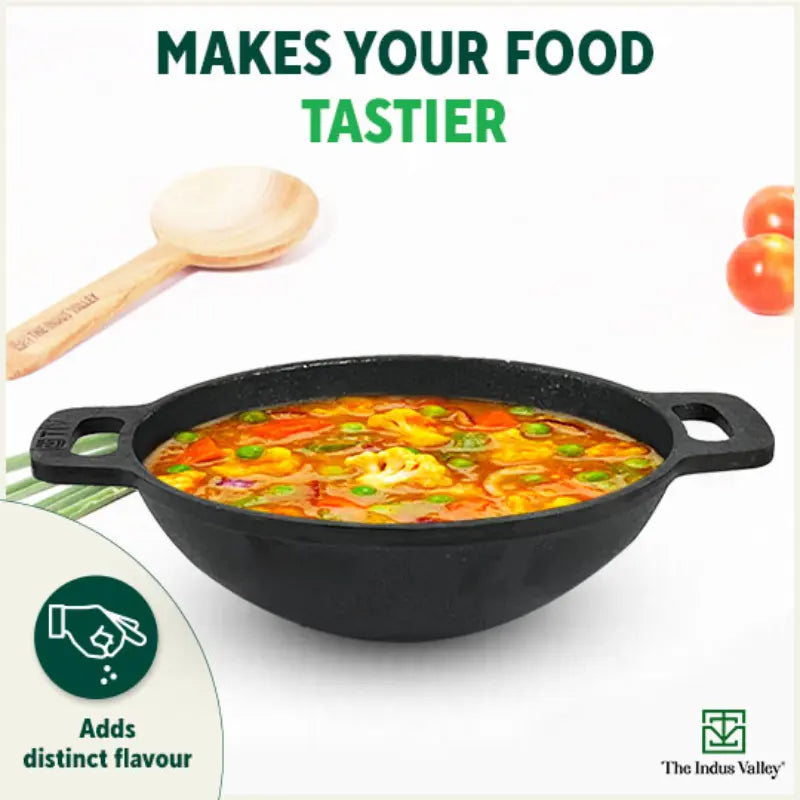 The Indus Valley CASTrong Cast Iron Cookware Set: Tawa+ Kadai+ Fry Pan, Kitchen Set for Home, Pre-seasoned, 100% Pure, Toxin-free, Tadka Pan