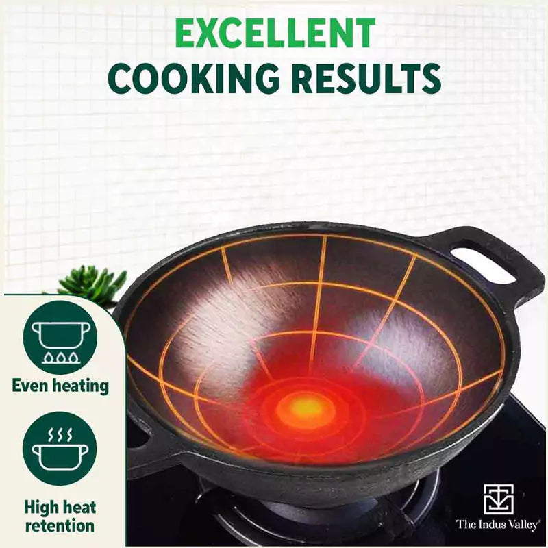 The Indus Valley Super Smooth Cast Iron Set: Kadai+ Tawa+ Frypan, Kitchen set for Home, Nonstick, 100% Pure, Toxin-free, Tadka Pan - Distacart