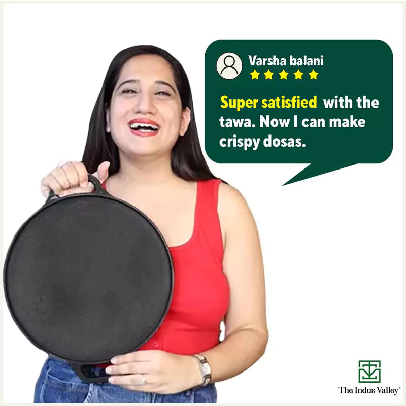 The Indus Valley CASTrong Cast Iron Roti/Dosa Tawa, Pre-seasoned, Nonstick, 100% Pure, Toxin-free, Gas & Induction,Spatula, 30.2cm, 2.4kg