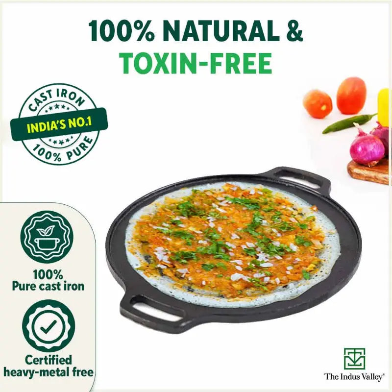 The Indus Valley CASTrong Cast Iron Cookware Set: Tawa+ Kadai+ Fry Pan, Kitchen Set for Home, Pre-seasoned, 100% Pure, Toxin-free, Tadka Pan - Distacart
