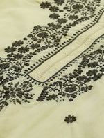 Thumbnail for ADA Women Yellow & Olive Green Chikankari Floral Embroidered Sustainable Handloom Kurta with Trousers - Distacart