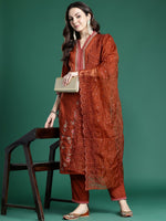 Thumbnail for Indo Era Women Ethnic Motifs Embroidered Regular Sequinned Kurta with Trousers & With Dupatta