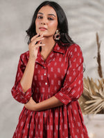 Thumbnail for Anubhutee Ethnic Motifs Printed Pleated A-Line Pure Cotton Kurti With Trousers - Distacart