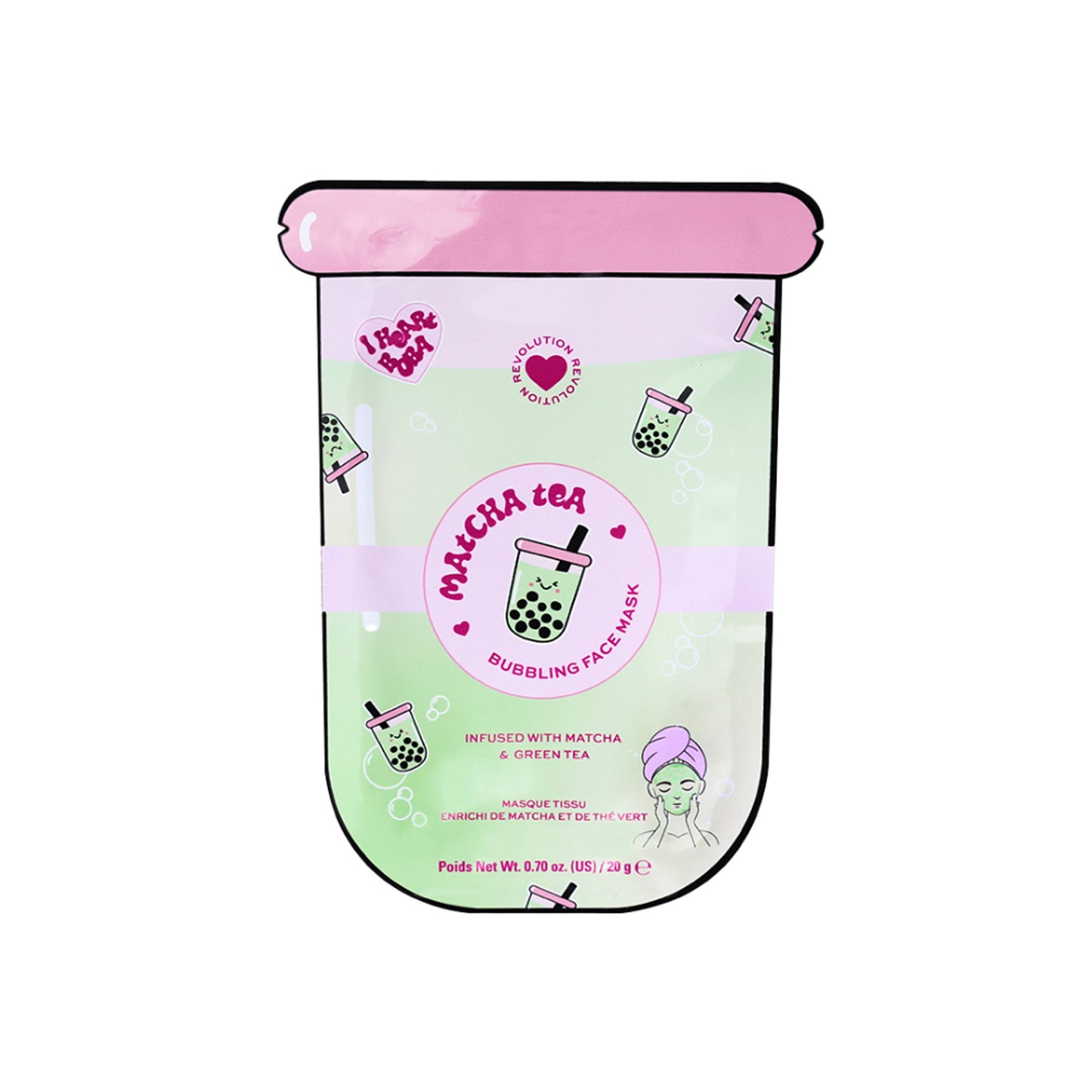 Makeup Revolution Bubble Tea Matcha Tea Bubble Sheet Mask - Matcha Green - Distacart
