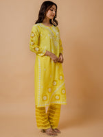 Thumbnail for HOUSE OF KARI Ethnic Motifs Embroidered Round Neck Chikankari Chanderi Silk Kurta - Distacart