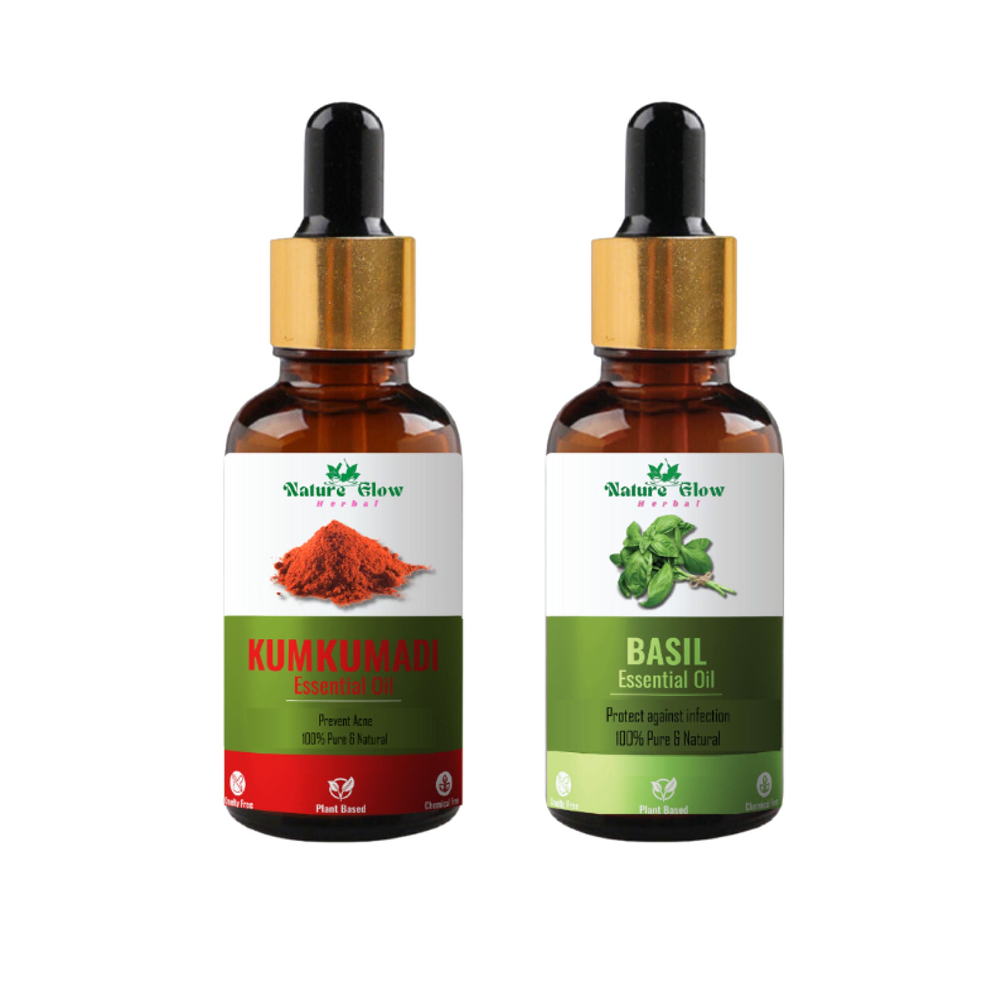 Nature Glow Herbal Kumkumadi & Basil Essential Oil Combo - Distacart