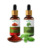 Thumbnail for Nature Glow Herbal Kumkumadi & Basil Essential Oil - Pack Of 2
