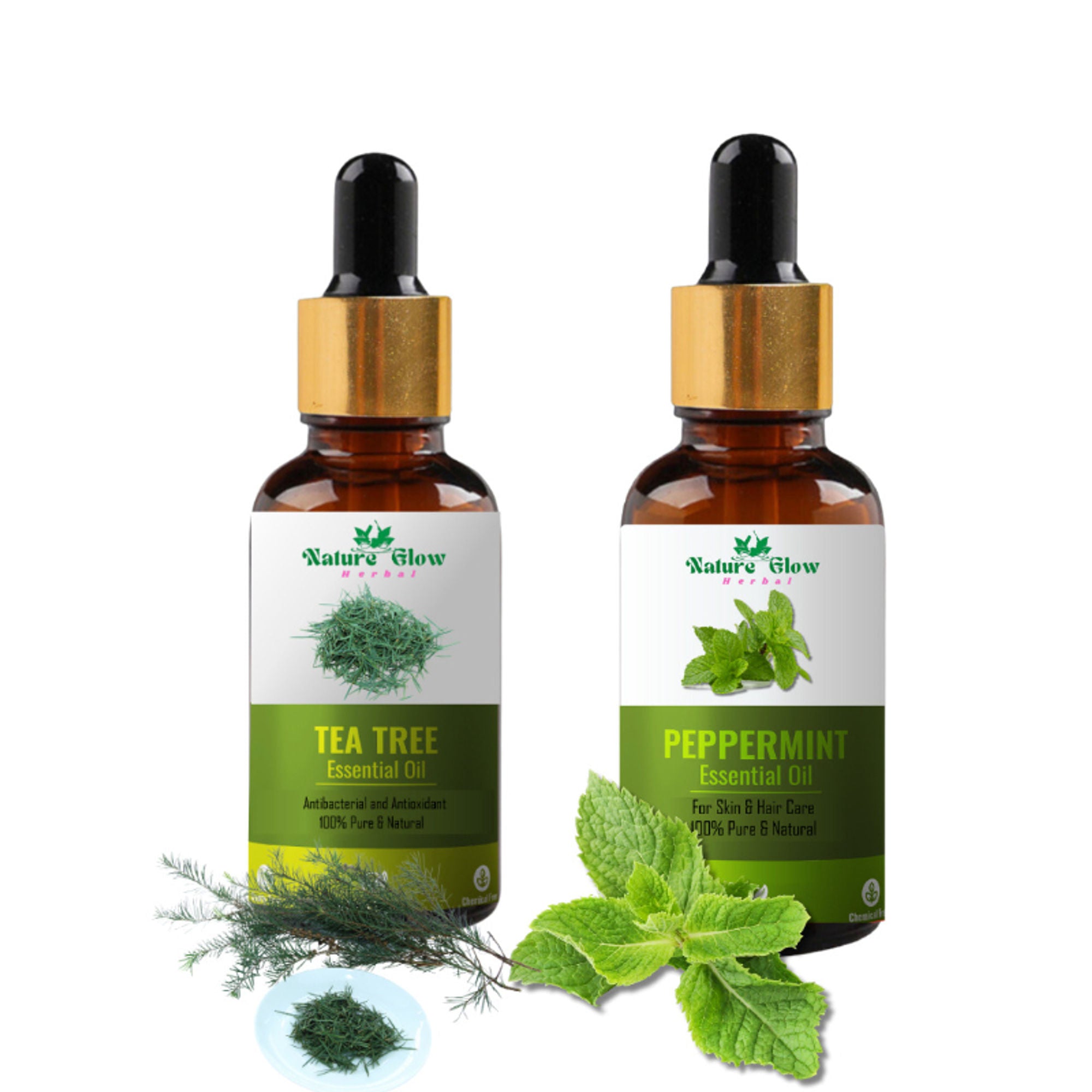 Nature Glow Herbal Tea Tree & Peppermint Essential Oil - Pack Of 2