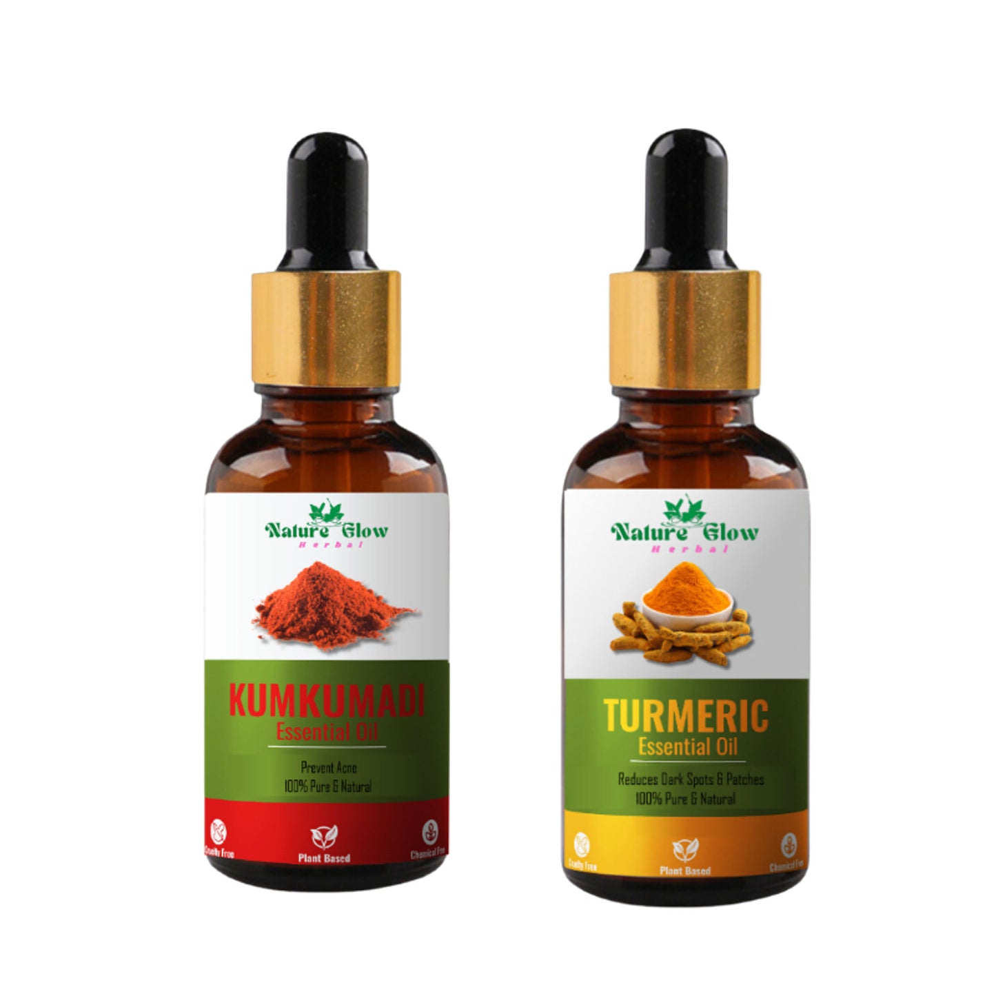 Nature Glow Herbal Kumkumadi & Turmeric Essential Oil Combo - Distacart