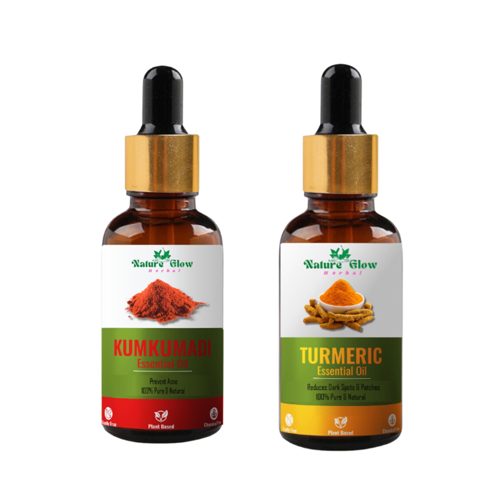 Nature Glow Herbal Kumkumadi & Turmeric Essential Oil Combo - Distacart