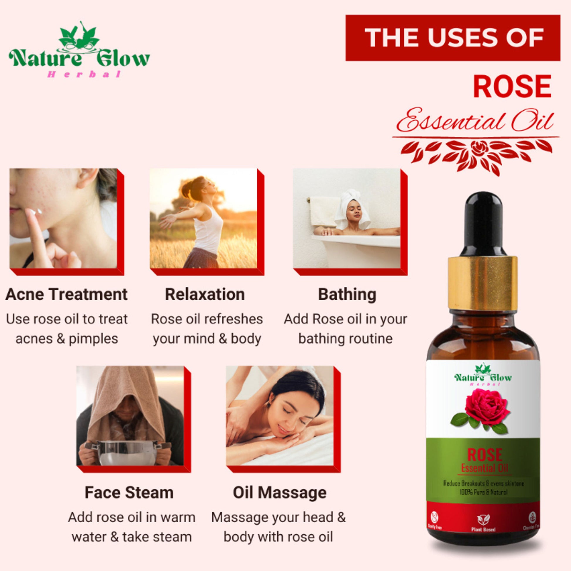 Nature Glow Herbal Rose & Cedarwood Essential Oil Combo - Distacart