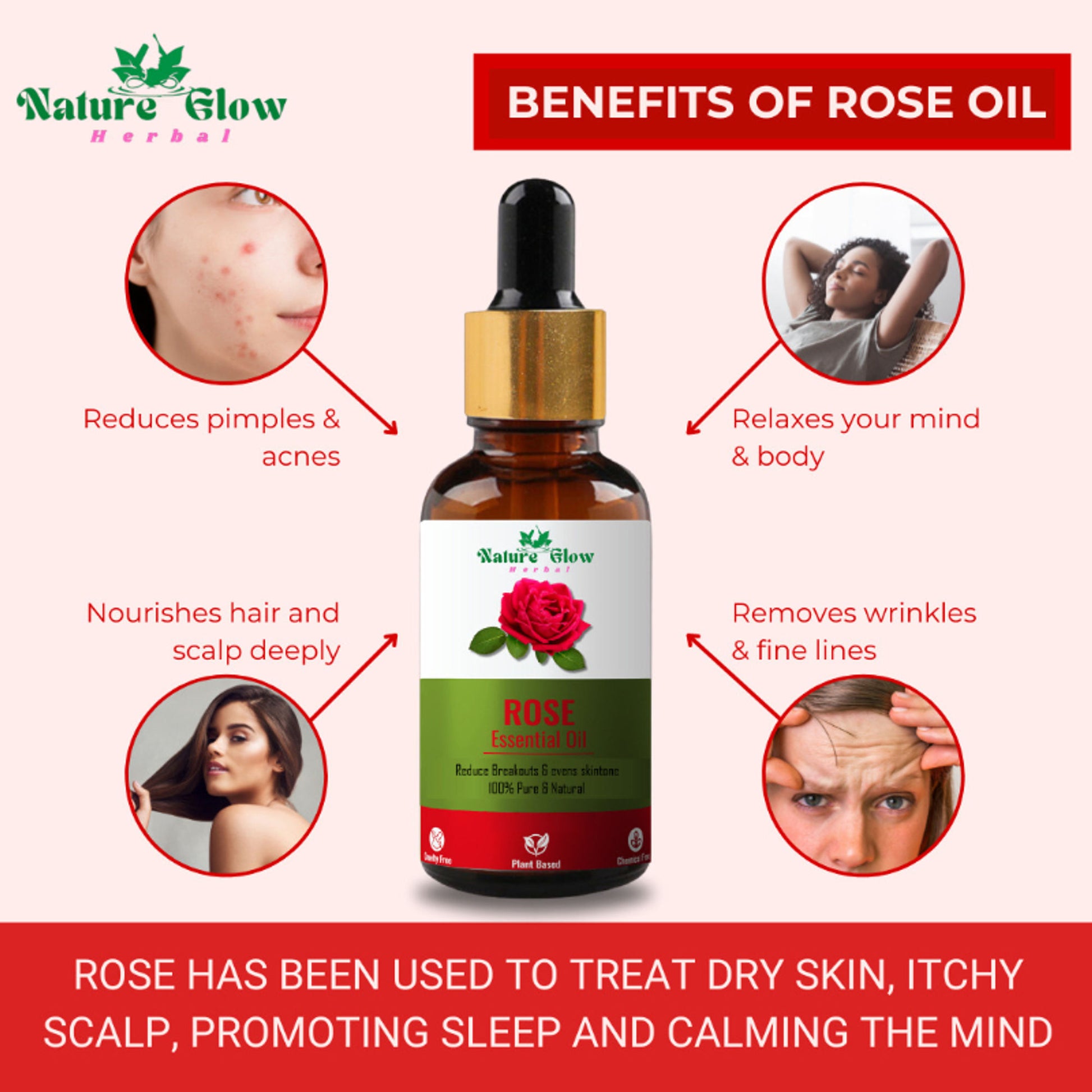 Nature Glow Herbal Rose & Cedarwood Essential Oil Combo - Distacart