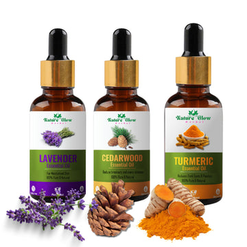 Nature Glow Herbal Lavender & Cedarwood & Turmeric Essential Oil - Pack Of 3