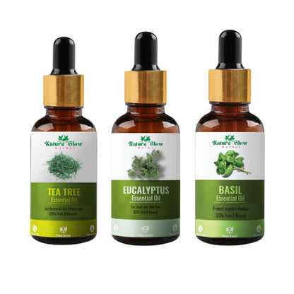 Nature Glow Herbal Tea Tree & Eucallypatus & Basil Essential Oil Combo - Distacart