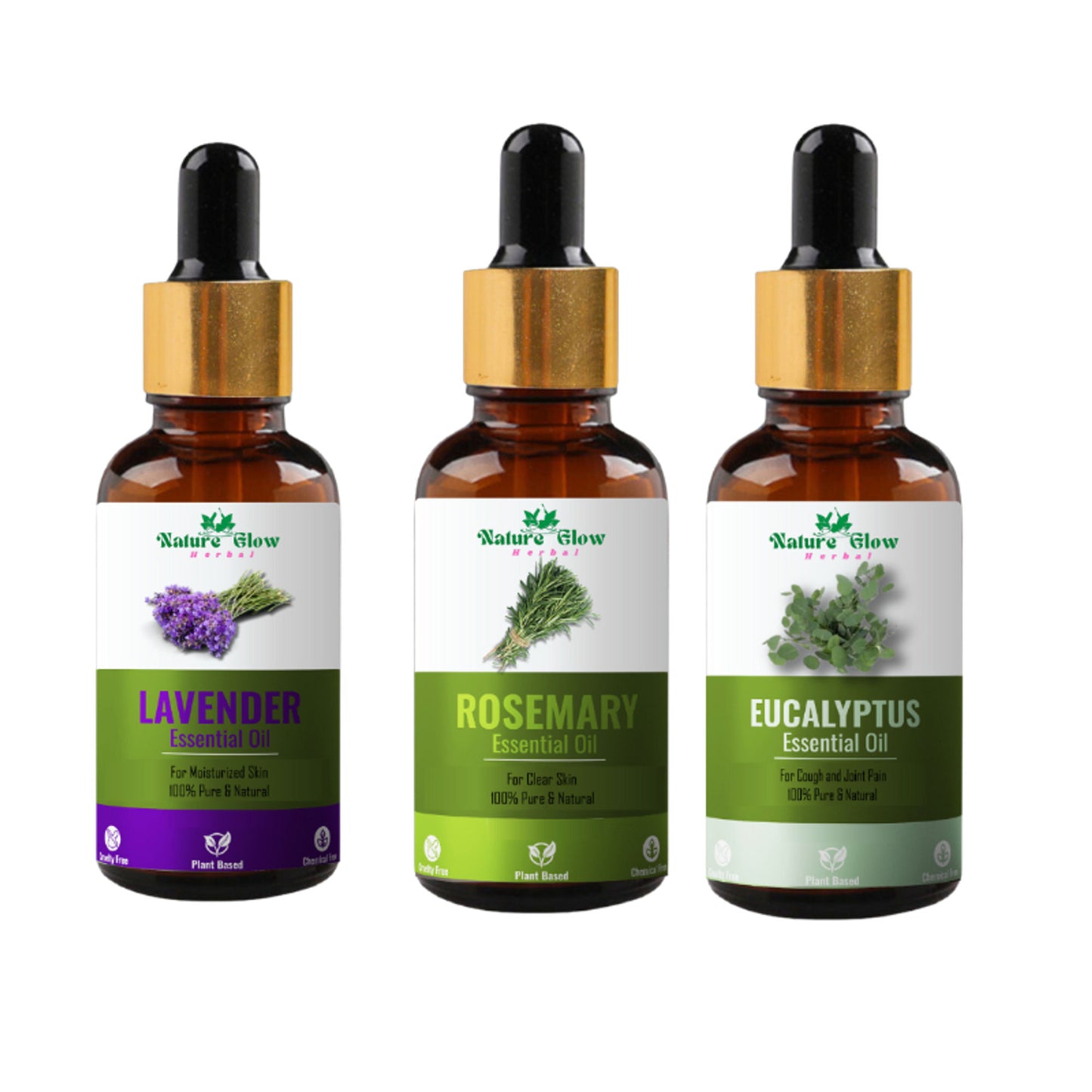 Nature Glow Herbal Lavender & Rosemary & Eucallypatus Essential Oil Combo - Distacart