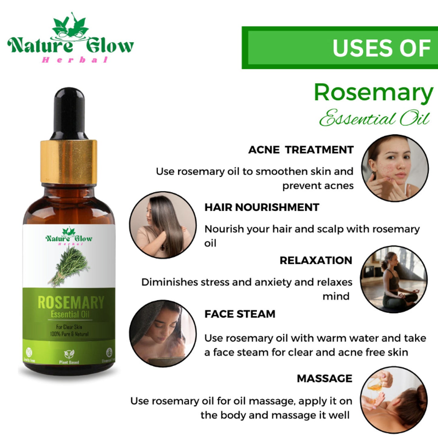 Nature Glow Herbal Lavender & Rosemary & Eucallypatus Essential Oil Combo - Distacart