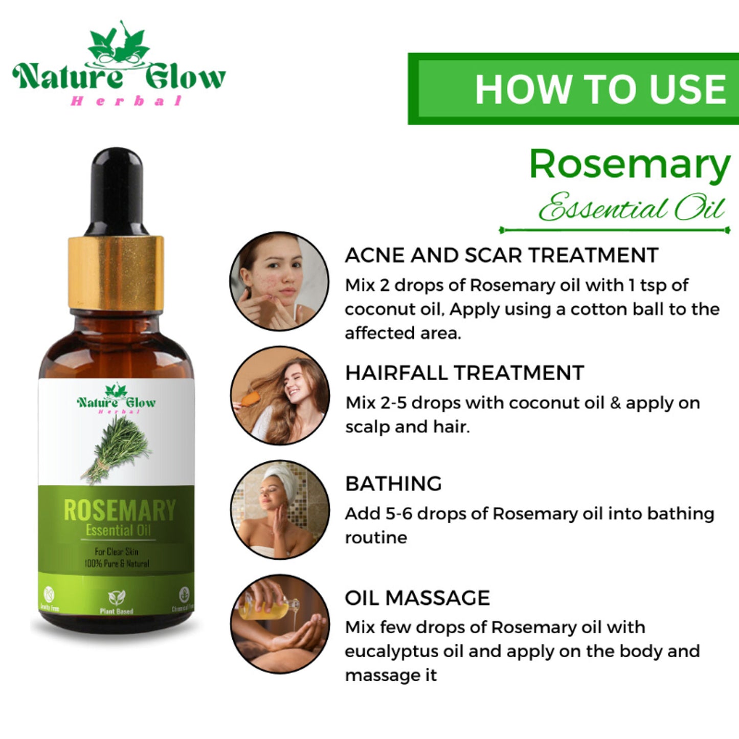 Nature Glow Herbal Lavender & Rosemary & Eucallypatus Essential Oil Combo - Distacart