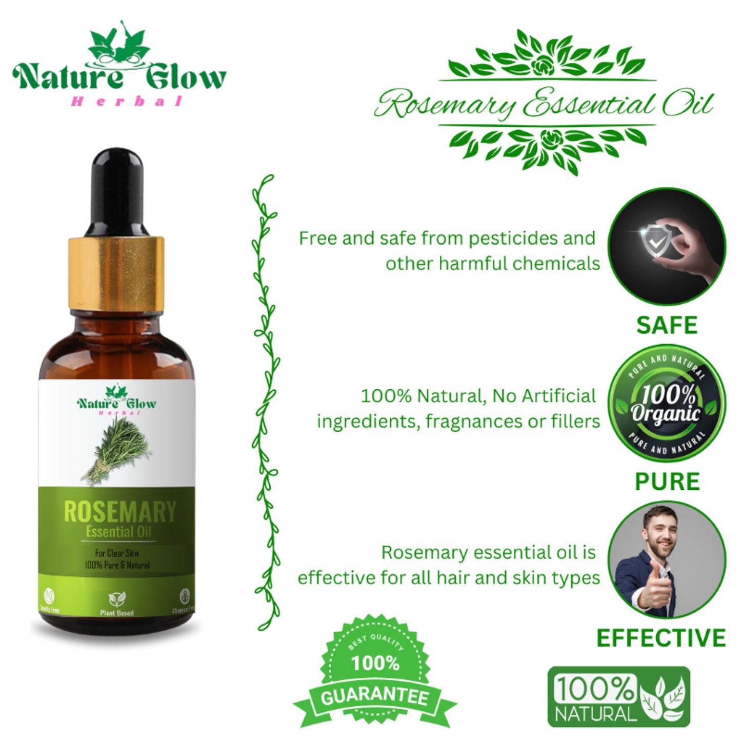 Nature Glow Herbal Rosemary & Sandalwood & Basil Essential Oil Combo - Distacart