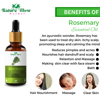 Nature Glow Herbal Rosemary & Sandalwood & Basil Essential Oil Combo - Distacart