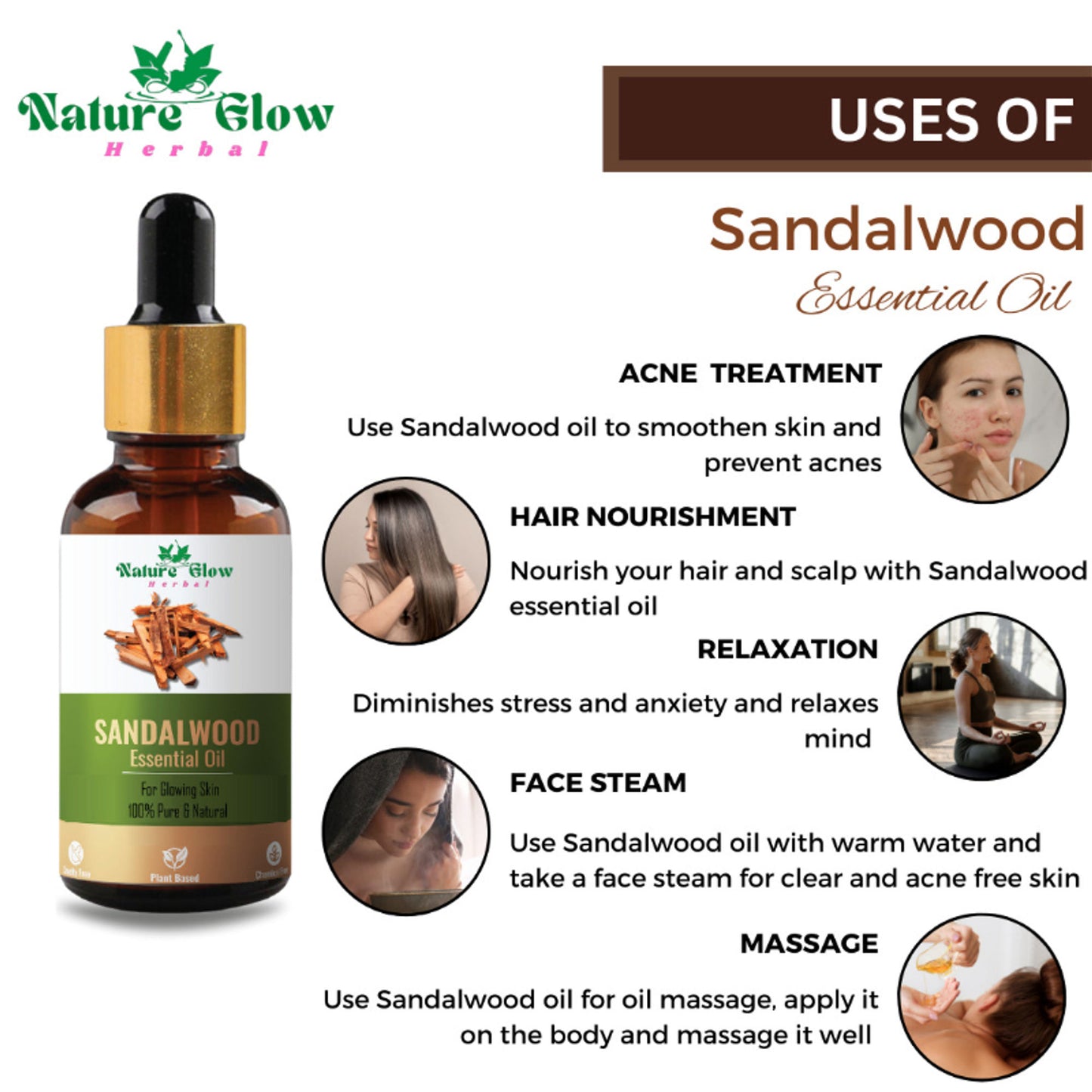 Nature Glow Herbal Rosemary & Sandalwood & Basil Essential Oil Combo - Distacart