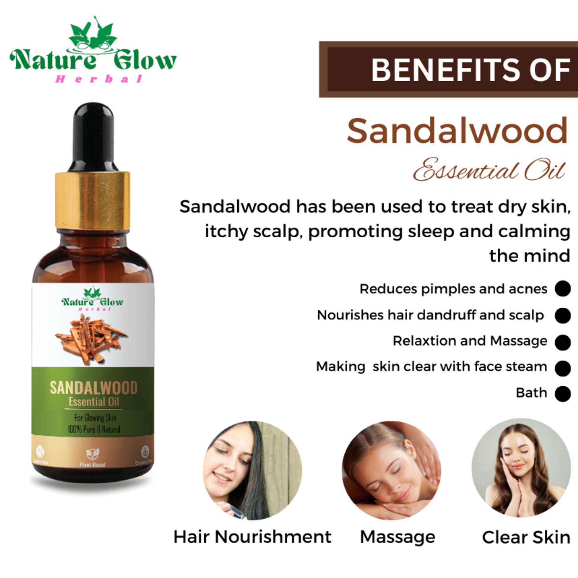 Nature Glow Herbal Rosemary & Sandalwood & Basil Essential Oil Combo - Distacart