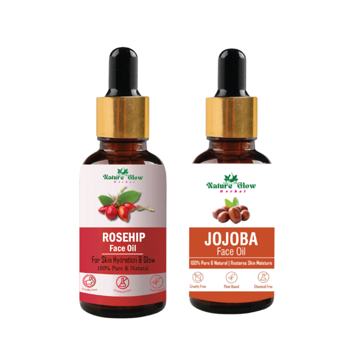 Nature Glow Herbal Rosehip & Jojoba Facial Oil Combo - Distacart