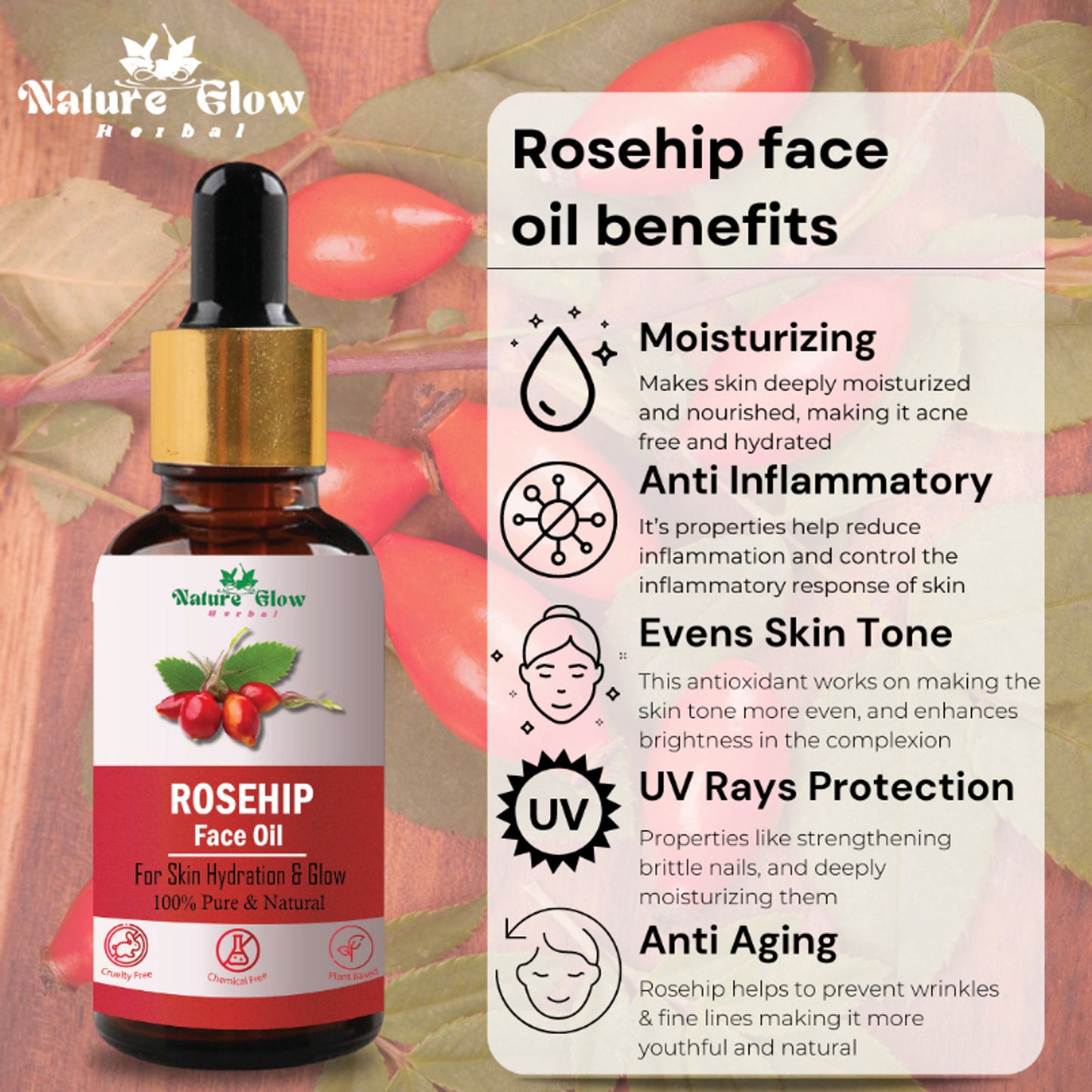 Nature Glow Herbal Rosehip & Jojoba Facial Oil Combo - Distacart
