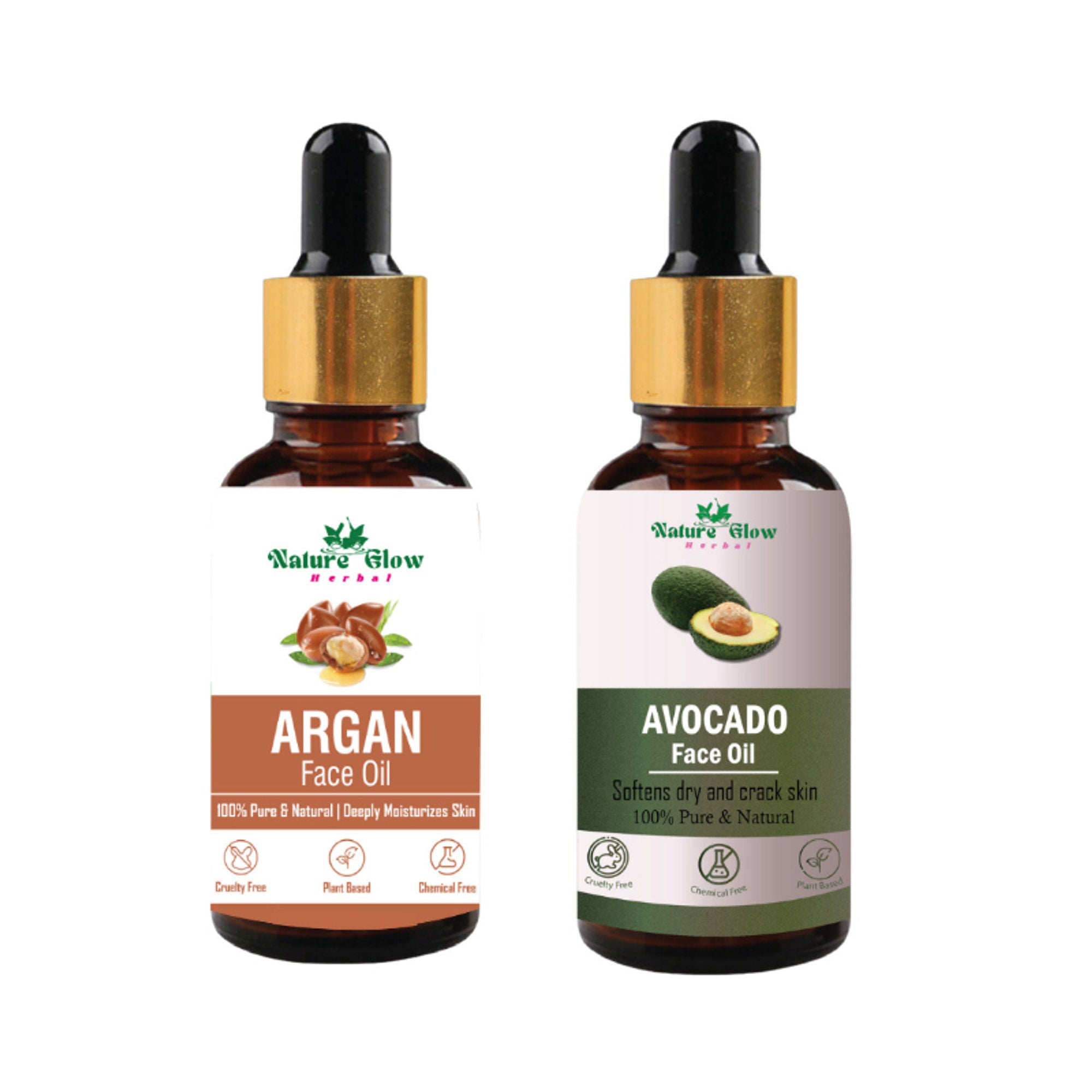 Nature Glow Herbal Argan & Avocado Facial Oil - Pack of 2