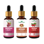 Thumbnail for Nature Glow Herbal Grapeseed, Argan & Rosehip Facial Oil Combo - Distacart