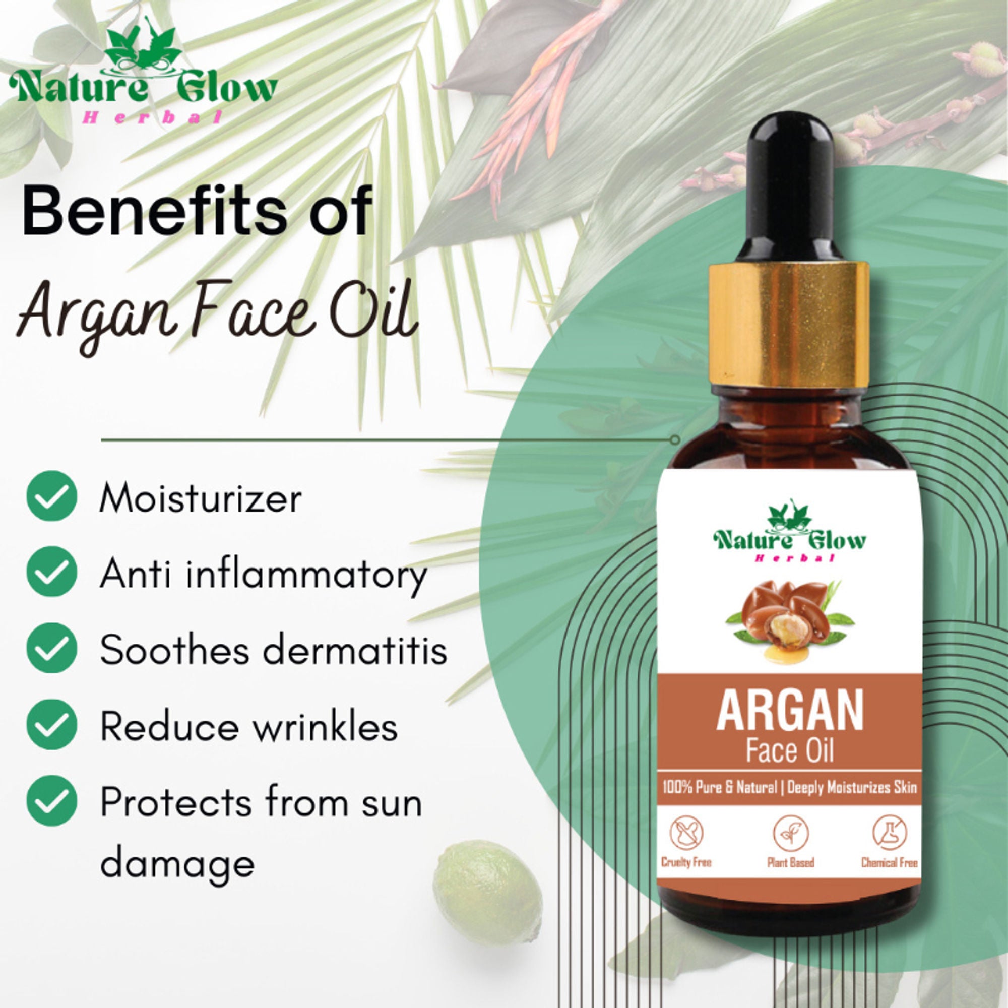 Nature Glow Herbal Grapeseed, Argan & Rosehip Facial Oil Combo - Distacart