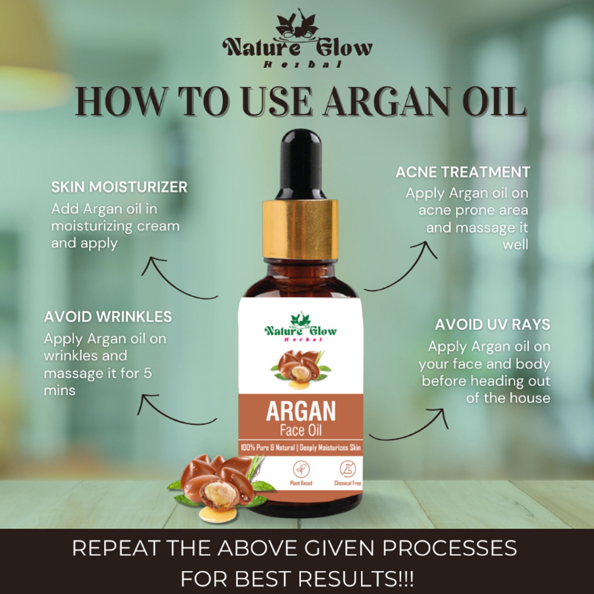 Nature Glow Herbal Grapeseed, Argan & Rosehip Facial Oil Combo - Distacart