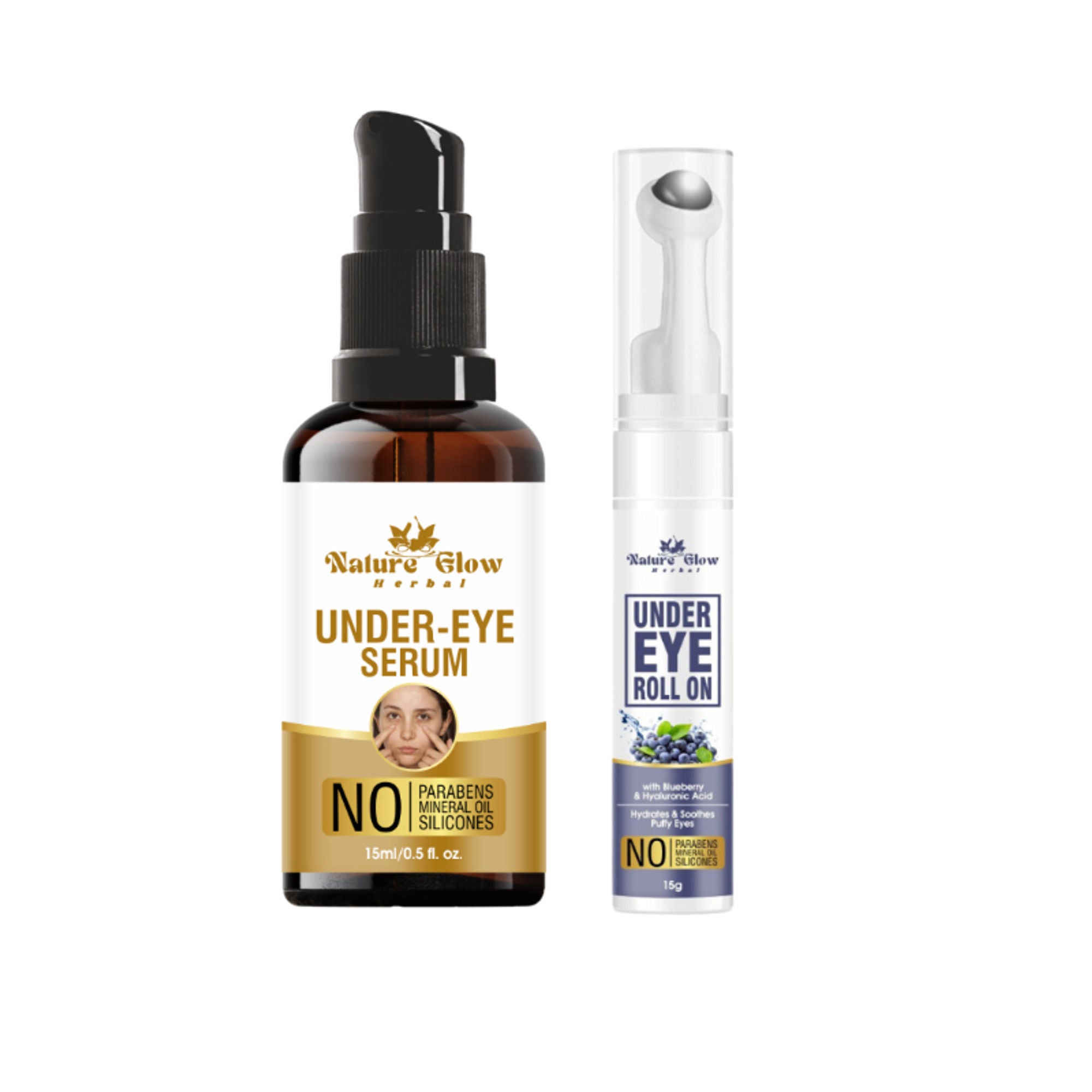 Nature Glow Herbal Under Eye Serum & Bluebery Roll On Combo - Distacart