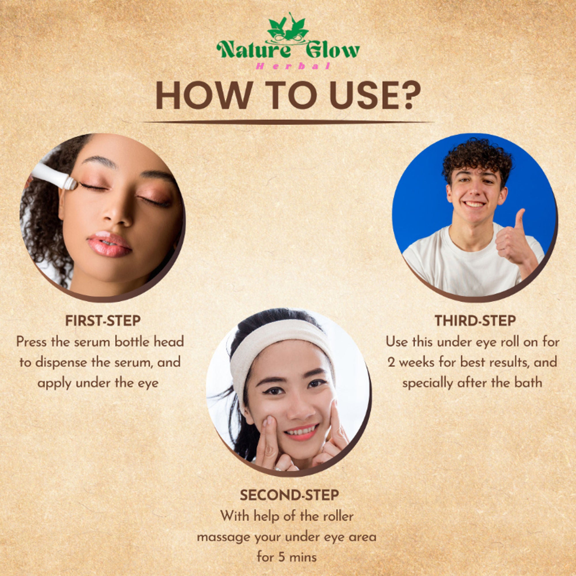 Nature Glow Herbal Under Eye Cream & Caffiene Roll On Combo - Distacart
