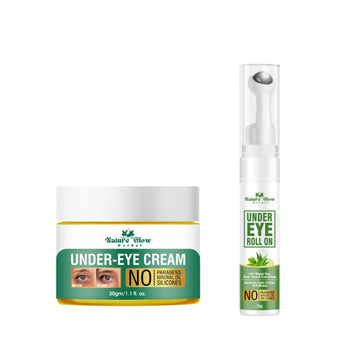 Nature Glow Herbal Under Eye Cream & Greentea Gel Roll On - Pack of 2